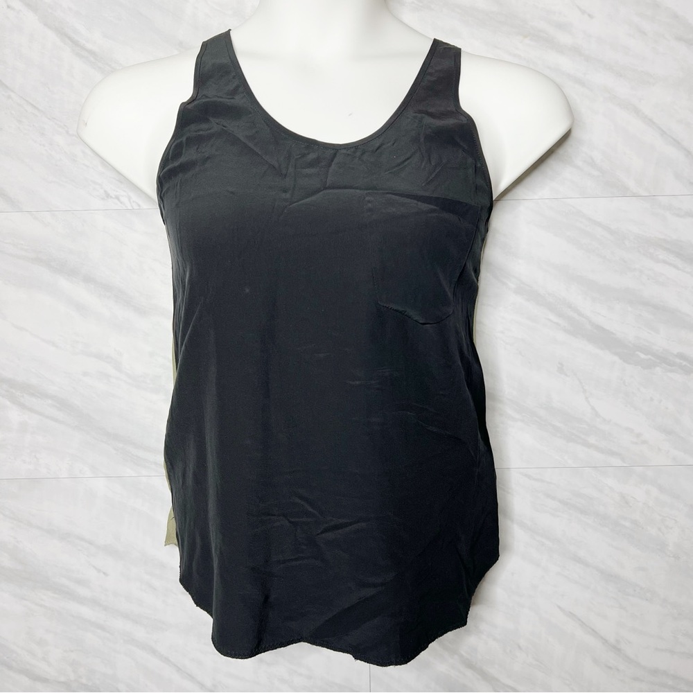 Aritzia Wilfred Free Green/Black Silk Tank XS